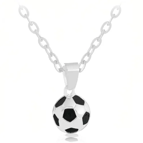 KUMSODE Collar de fútbol con colgante de fútbol, collar de acero inoxidable, regalo de fútbol para niños, niñas, niños, hombres, mujeres, joyería unisex de 50 cm,Acero inoxidable
