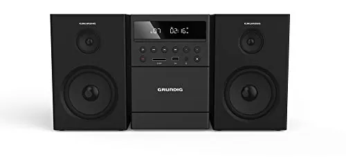 GRUNDIG Microsistema MS 300 Design, casete, sintonizador FM, reproducción de MP3, USB, tarjeta SD, Bluetooth, GHF1050, negro