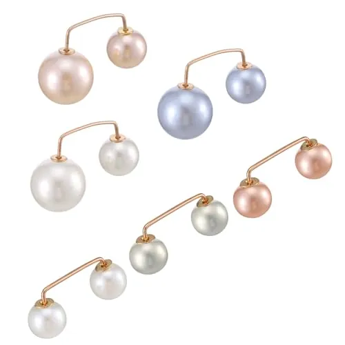 6 broches de perlas, 2 estilos, pines decorativos para ropa, broches de perlas artificiales, clips de chal, clips de seguridad antiexposición para mujeres y niñas, decoraciones de fiesta de boda