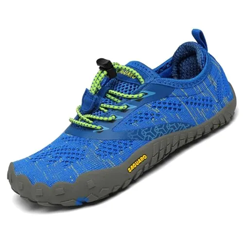 SAGUARO Calzado Descalzos Niños Zapatillas de Trail Niñas Transpirables Minimalistas Zapatos de Deporte Antideslizantes Fitness Correr en Asfalto Barefoot Zapatillas Senderismo Exterior Azul 33 EU