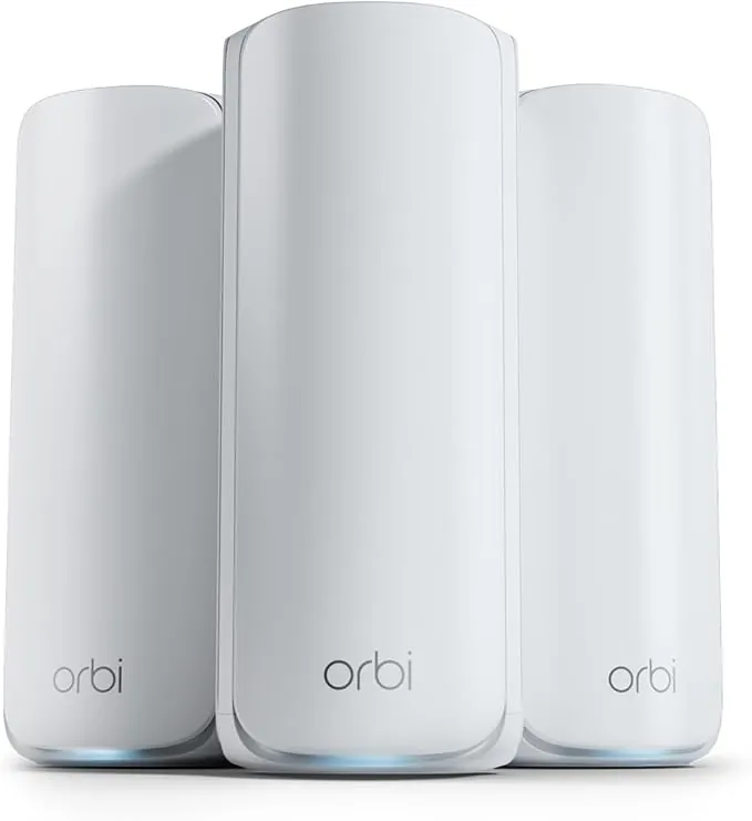 NETGEAR Orbi 770 | Sistema Mesh WiFi 7 | RBE773 | Router WiFi 7 y 2 satélites | hasta 11 Gbits/s | Alcance 540 m² | Soporta 100 Dispositivos | Puerto Internet 2.5GB | Tribanda BE11000 | Blanco
