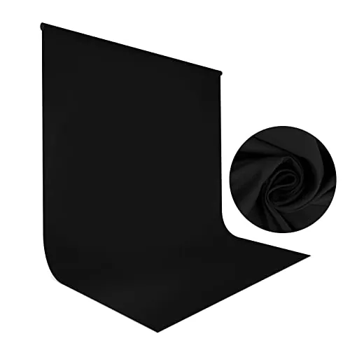 Telones de Fondo Negro para Vídeo de 1,5x2m, Bonvvie Sfondo Fotográfico Resistente a Las Arrugas, Fondo de Muselina Lavable para Estudio Fotográfico, Televisión, Zoom, Youtube, Reunión en Líne
