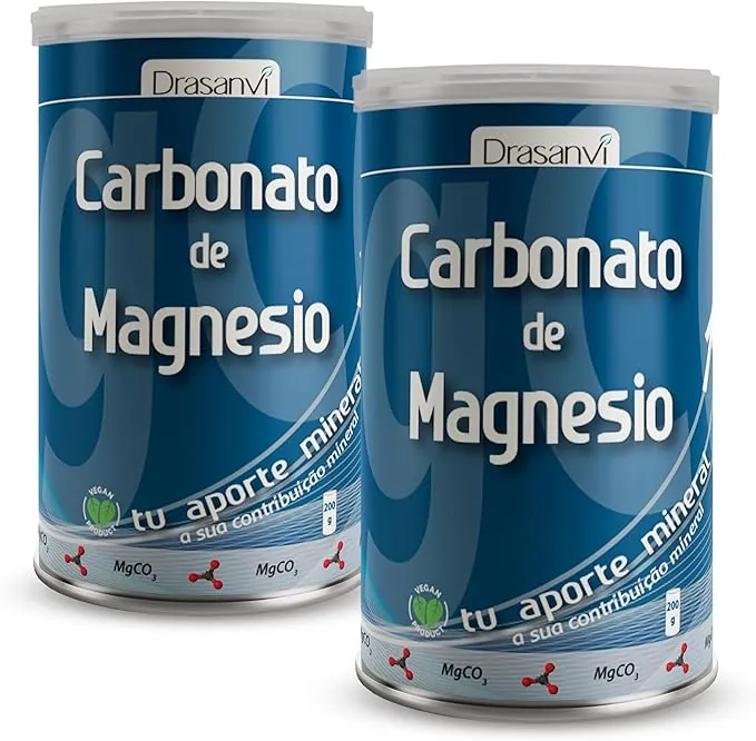 DRASANVI Carbonato de magnesio PURO | Contribuye al funcionamiento normal de huesos, dientes, músculos y sistema nervioso | Disminuye el cansancio y la fatiga | 2 x 200grs de polvo
