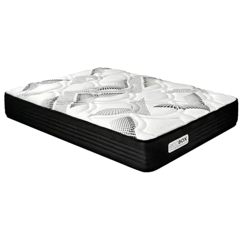 DUÉRMETE ONLINE - Colchón Viscoelástico Híbrido Eco Box con Núcleo de Muelles Ensacados, Confort Óptimo, Firmeza Intermedia, Antiácaros Antibacteriano e Hipoalergénico 80 x 180