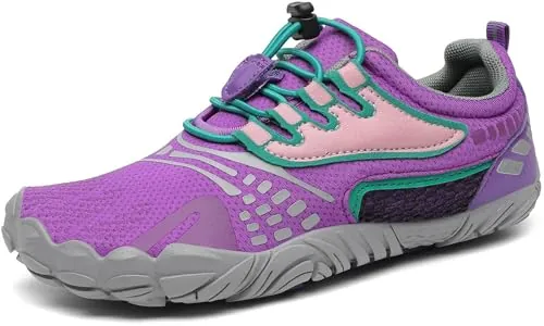 SAGUARO Barefoot Zapatillas de Trail Running Niños Niñas Minimalistas Zapatos de Deporte Antideslizantes Calzado Descalzos para Fitness Correr Montaña Senderismo Agua, Iris Morado, 32 EU