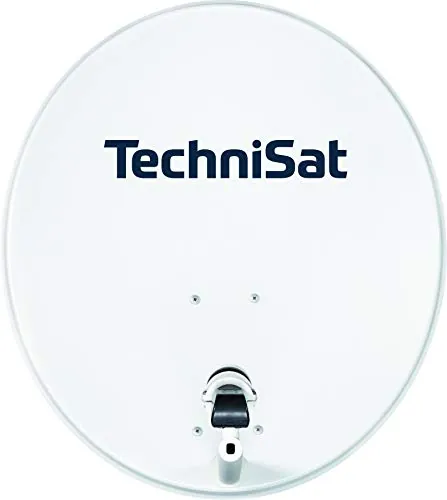 TechniSat TECHNITENNE 70 - Antena parabólica para 4 usuarios (sistema satelital digital de 70 cm, juego completo de antena con soporte de mástil e interruptor Quattro LNB) gris claro