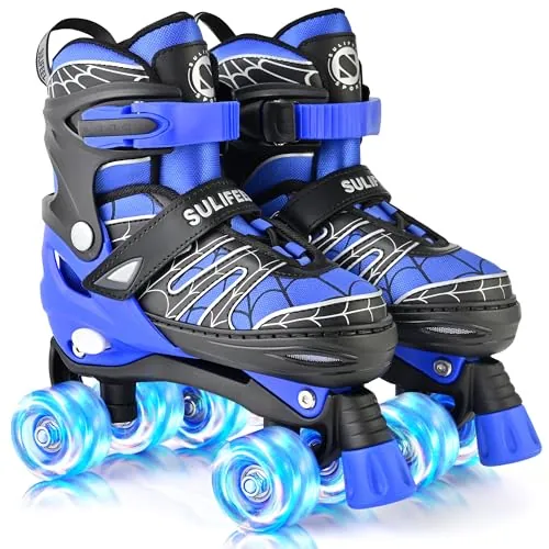 SULIFEEL patines en línea ajustables para niños para niños de 3-5 5-8 6-12 años con 4 tamaños ajustables, luces en las ruedas, mejor regalo para niños principiantes para deportes en interiores y