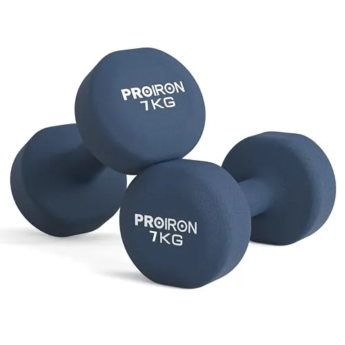 PROIRON Mancuernas de Neopreno - Mancuernas con Revestimiento de Neopreno 2 x 7kg