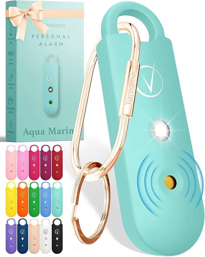 Vantamo Alarma Personal para Mujeres 130dB con Doble Altavoz, Luz Estroboscópica Potente e Indicador De Batería Baja, Llaveros Dispositivo de Autodefensa Personal Compacto