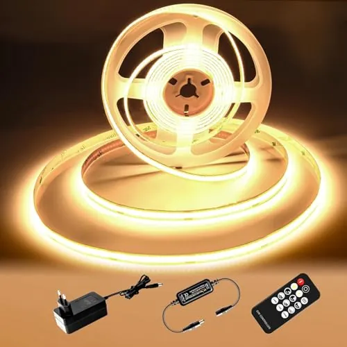 luktix Tira LED COB 5m Blanca Cálida, 24V, 2700K, 8mm Ancho, CRI 92