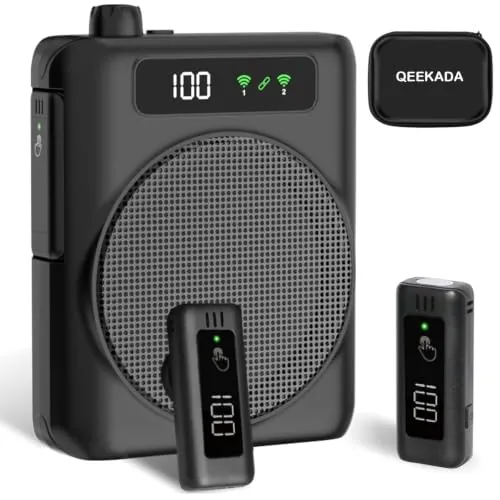 Amplificador de Voz portatil con 2 micrófono inalámbrico de Solapa