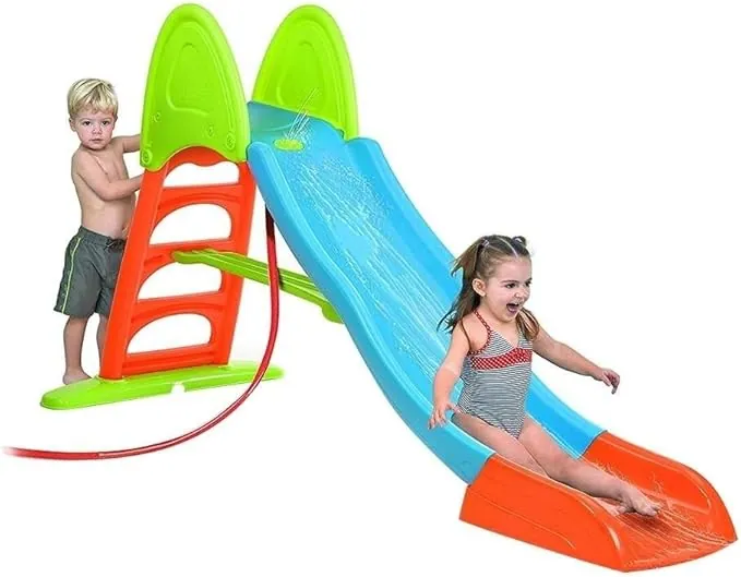 FEBER - Tobogán Slide 10 con Agua, con Hueco para la Poner la Manguera, escaleras Antideslizantes, Multicolor, de Gran Resistencia y fácil Montaje, para niños Entre 3 y 8 años, Famosa (800009592)