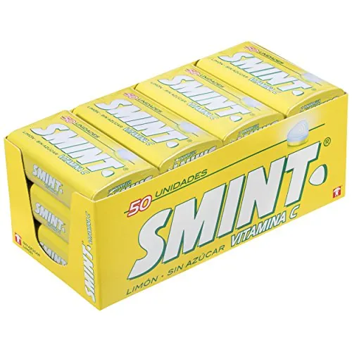 Smint Tin Limón, Caramelo Comprimido Sin Azúcar - 12 unidades de 35 gr. (Total 420 gr.)