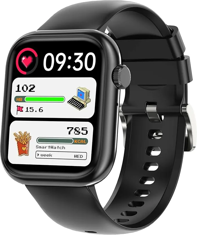 RLQA Reloj Inteligente Mujer Hombre, 1.83" Smartwatch para Android iOS Deep Gray