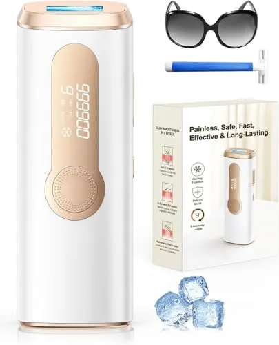 Haarlosy Depiladora Laser IPL con Refrigeración, Innovadora Función 3 en 1, 9 Niveles de Energía, 999,900 Flashes, Depiladora Luz Pulsada Indolora para Todo el Cuerpo, GLY06