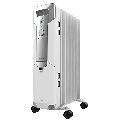 Cecotec Radiador Eléctrico de Aceite ReadyWarm 7000 Space. 7 Módulos, Bajo Consumo, 1500 W, 3 Niveles, Recogecables, Sistema de Seguridad, Ruedas, 15 m2