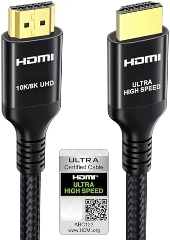 Etseinri Cable HDMI 2.1 2 Metros, 48Gbps Certificado Cable HDMI® Ultra Alta Velocidad 4K 240Hz 165Hz 120Hz 8K 60Hz 10K HDMI Cable Trenzado HDCP 2.3 D-olby Atmos Vision eARC HDR TV Monitor Proyector