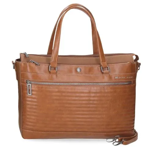 Pepe Jeans Biker Bolso para Portátil Portátil 15,6 pulgadas Marrón 42x27x11 cms Poliéster con detalles en Piel Sintética by Joumma Bags