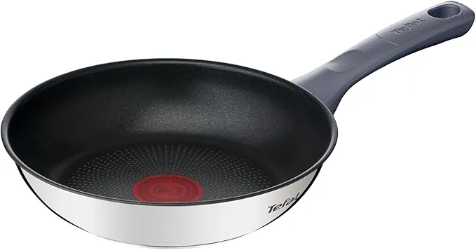 Tefal Daily Cook - Sartén de 20 cm, Apto inducción, antiadherente, revestimiento titanio, Thermo-signal, apto lavavajillas y horno, acero inoxidable
