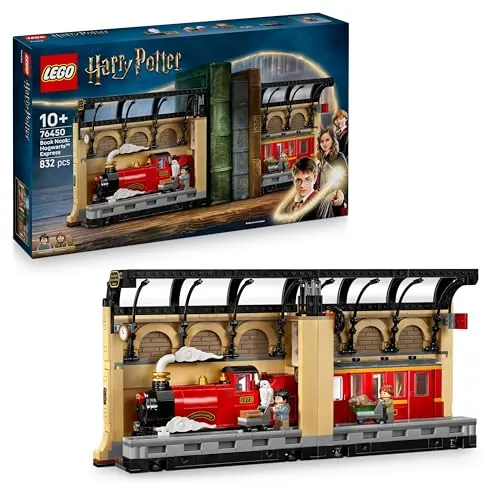 LEGO Harry Potter Rincón Entre Libros: Expreso de Hogwarts - Sujetalibros con un Tren de Juguete -2 Minifiguras (Harry y Ron Weasley) y Figura de Hedwig - Regalo para Niñas y Niños de 10+ Años 76450