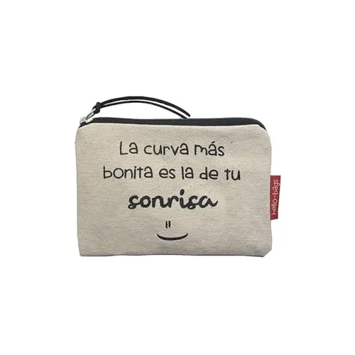 Hello-Bags. Bolso Monedero/Billetero/Tarjetero. Cremallera y Forro Interior. Modelo: LA Curva. Color: Crudo. 14 * 10 cm.