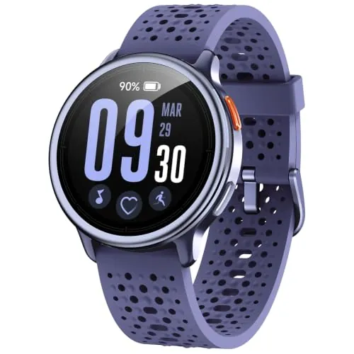 Reloj Inteligente Mujer 1.27" Smartwatch Mujer Redondo 2 Correas, Monitor de Sueño Funciones de Salud y Fitness 120+ Modos Deportivos 3ATM Impermeable para iPhone/Samsung/Android Morado