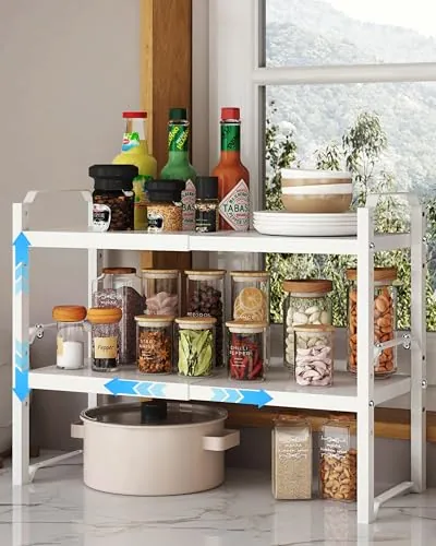 UMDONX 2 Piezas Estanteria Cocina Metalica,Extensible de 32,5-52 cm