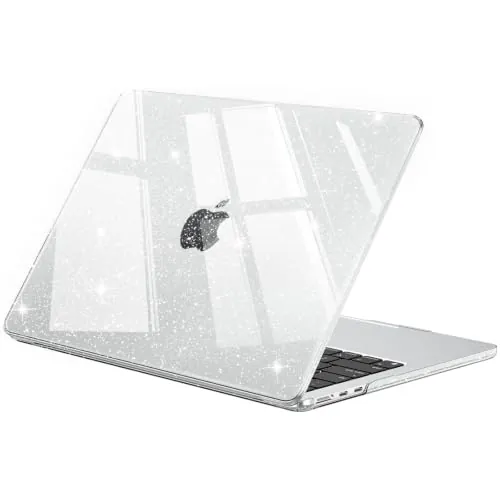 EooCoo para Funda MacBook Air 15 Pulgadas M5-M2 Glitter Transparente | Carcasa Rígida Ultra Delgada,Compatible con Mac Book Air 15"A3448 A3241 A3114 A2941 M5 M4 M3 M2 2026-2023,Dura de Plástico