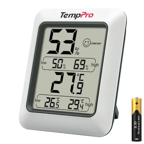 TempPro TP50 Termómetro Higrometro Digital para Interior | Termohigrómetro Medidor Profesional para Medición de Temperatura y Humedad del Casa Ambiente (Anteriormente ThermoPro)