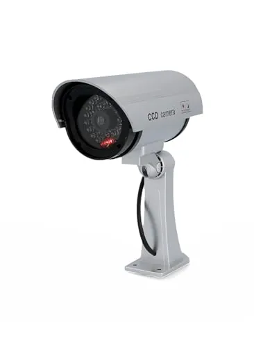 UNITEC Cámara Falsa simulada Real con LED Parpadeante, Horizontal y Vertical, Tipo IP 44, Incluye Pilas, Tornillos y Tacos para el Montaje