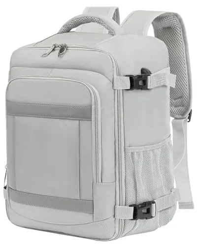 KLOSTAIN Mochila 40x30x20 Viaje Cabina Avión Equipaje de Mano Aprobada para Ryanair EasyJet Eurowings Hombre Mujer 24L,Gris Claro