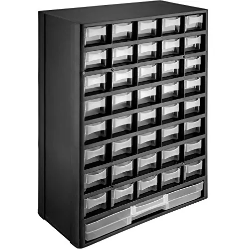 tectake Módulo Clasificador para Piezas Pequeñas, 41 Cajones Extraíbles, Cajas de Almacenamiento, Módulos Organizador, ideal Ferretería & Bricolaje, 30x13,5x45 cm, Negro