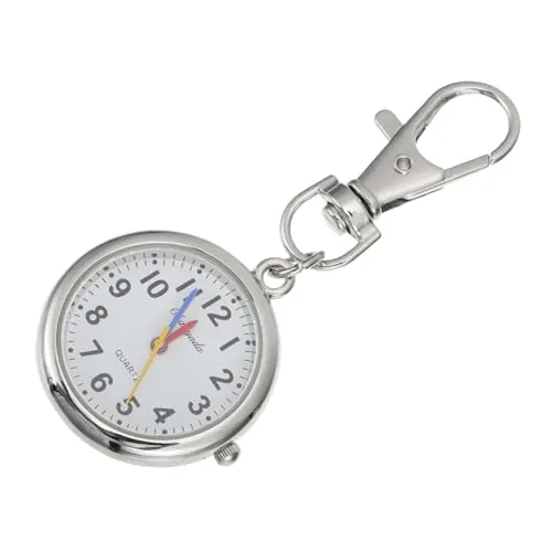 DEARMAMY Reloj De Bolsillo Números Grandes para Niños y Personas Mayores, Estilo Clásico, Aleación Metálica, Portátil y Fácil De Leer, Adecuado para Aprendizaje y Uso Diario, Color Plateado
