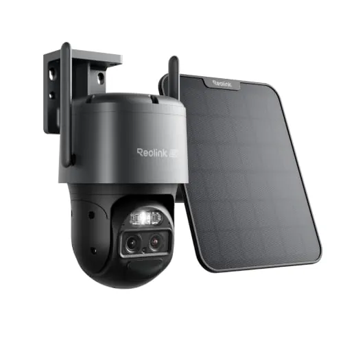 Reolink 4K PTZ Cámara Vigilancia Exterior Solar, 8MP Doble Lente Zoom 8X