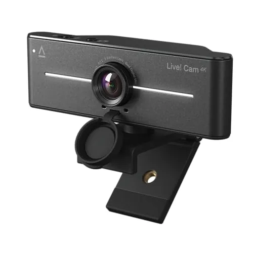 CREATIVE Cámara Web Live! 4K UHD USB con Compensación de Retroiluminación, hasta 60 FPS, Lente Gran Angular de 95°, Lente de Privacidad, Micrófonos Integrados, Plug & Play para PC y Mac