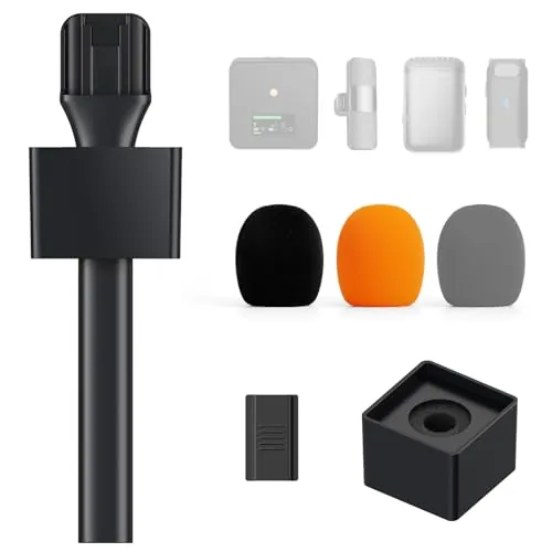 TONOR Mango de micrófono dji y RODE, Soporte de micrófono de Mano para Wireless GO, Adaptador de micrófono inalámbrico para Vlogs, entrevistas, podcasts y reportajes, TP20