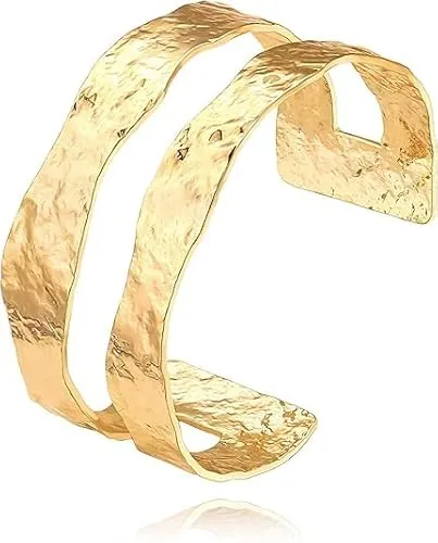 Pulsera Dorada Mujer, Pulsera Mujer Oro, Pulseras Pan de Oro, Brazalete Mujer, Pulseras Acero Inoxidable Mujer, Joyas de Oro para Mujer, Regalos de Cumpleaños para Niñas y Mujeres (B)