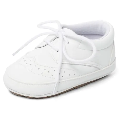LACOFIA Zapatos Primeros Pasos Bebé Niños Zapatos Respetuoso de Vestir Calzado Bebé Antideslizante Blanco 3-6 Meses