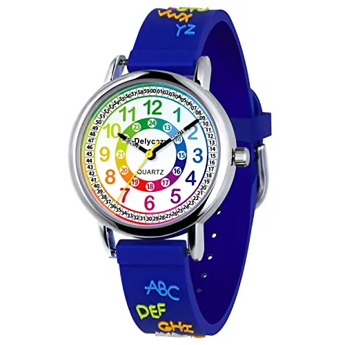 Delycazy Reloj para Niña Niños, Infantil Analógico de Pulsera Aprendiendo Reloj para Aprender La Hora Niños, Movida de Cuarzo, Regalo de Cumpleaños Niña 4-10 Años