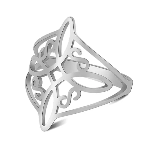 TEAMER Nudo de brujas Anillo Joyas amuleto Para Mujeres Niñas (9, Estilo 2-Plata)