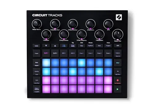 Novation Circuit Tracks de Novation: secuenciador Groovebox con pistas de sintetizador, percusión y MIDI para crear música electrónica.