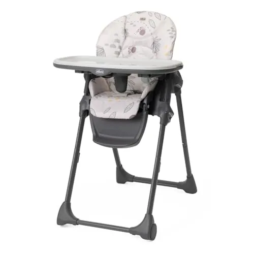 Trona Chicco Polly Easy para niños de 6 a 36 meses, trona ajustable en altura y reclinable, 4 ruedas, plegado compacto, bandeja extraíble y reposapiés ajustable, 6-36 meses