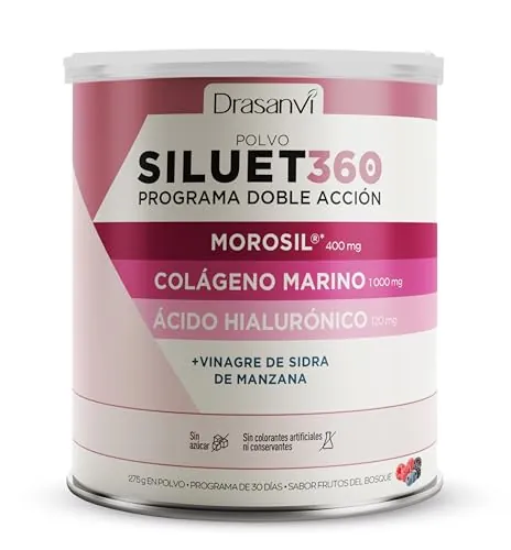 Drasanvi Colageno Hidrolizado Puro SILUET360 Perder peso MOROSIL | Colágeno con Acido Hialuronico |Quemagrasas Para Adelgazar, Con Morosil Y Vinagre De Manzana | Piel Saludable | 30 días