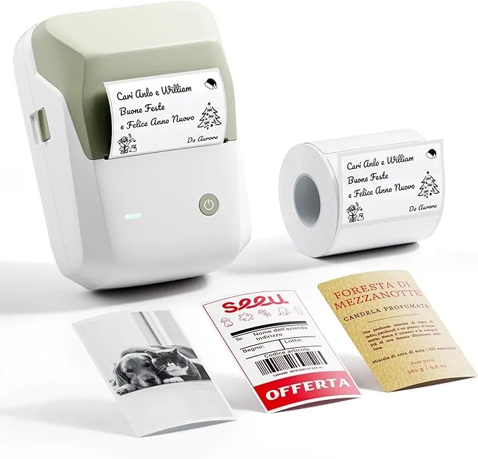 NIIMBOT B1 Pro Etiquetadora Bluetooth con Etiquetas, Impresora de Etiquetas HD 300DPI, impresión Bicolor Rojo y Negro, Compatible con iOS Android y PC, para Fotos, hogar, Oficina y Negocios (Verde)