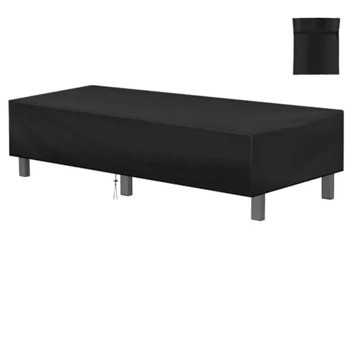 AOOWU Funda Tumbona Exterior, Tela Oxford Fundas para Tumbonas de Jardín con Cordón, Impermeable Revestimiento de PU Cubierta Protectora Muebles Patio para Piscina, Tumbona, Muebles (200X70X30CM)