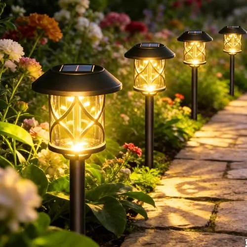 Quntis Luces Solares Jardín 8 Pack, Lámpara LED Solares Camino Exteriores, 30 Lúmenes, IP65 Impermeables Iluminación de Exterior para Paisaje Césped Patio Pasillo Pasarela
