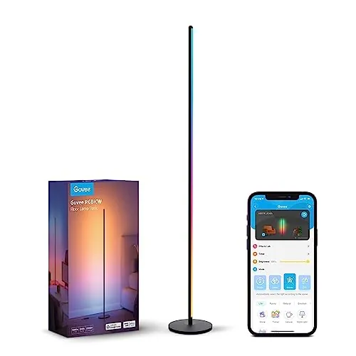 Govee Lámpara de Pie Moderna, RGBIC Lámpara LED Funciona con Alexa, Google Assistant, Matter, 16 Millones de Colores DIY y 61 Modos de Escena, Sincronización Musical para Dormitorio, Gaming Room