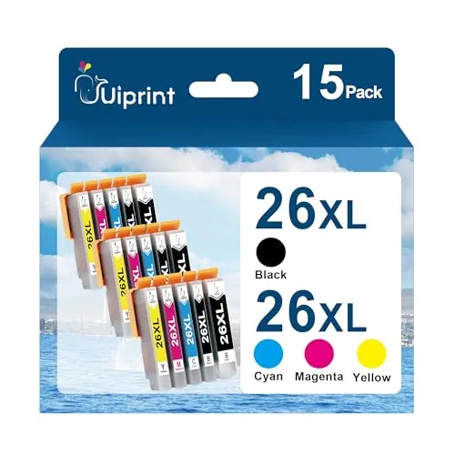 Uiprint 26XL Cartuchos de Tinta Compatibles para Epson 26 XL, 15-Pack