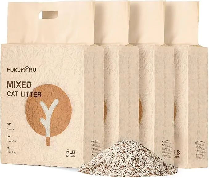 FUKUMARU Arena de Tofu para Gatos 10.8kg - Arena aglomerante para Gatos, Mezcla de pellets de madera de manzana, Libre de Polvo y fácil de aglomerar, Control de olores, se Puede desechar en el Inodoro