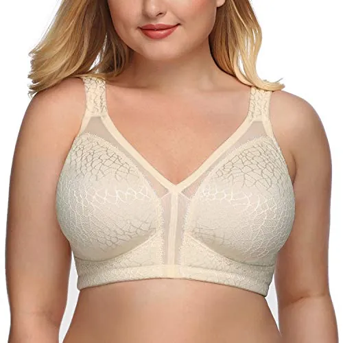 DotVol Sin Aros Sujetador Reductor Mujer Tallas Grandes Diario90E,Beige